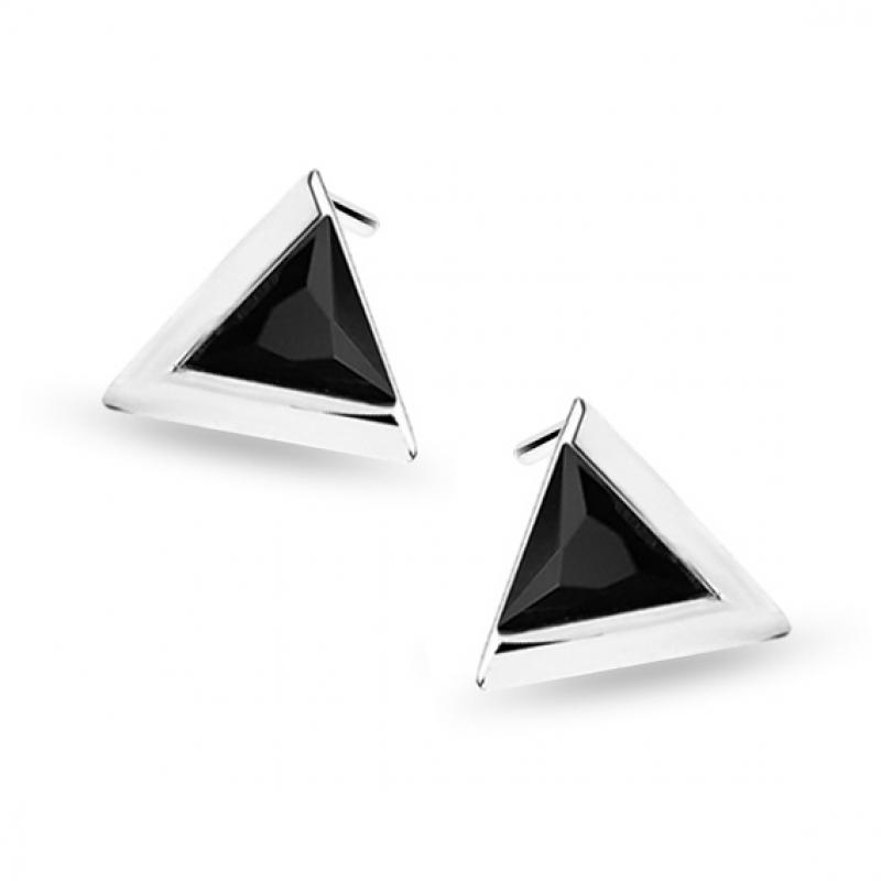 Cercei argint triunghi cu piatra neagra DiAmanti Z1684E-DIA (Argint 925‰ 1,6 g.)